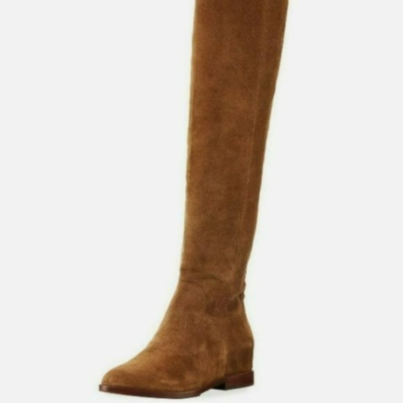 Ash Jess Tall Suede Over the Knee Hidden Wedge Boots Russet Brown -6 - Picture 2 of 6